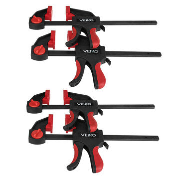 VEIKO 4Pcs 6/12inch Quick-Grip Bar Clamp One-Handed Clamp Spreader Light-Duty Quick-Change F Clamp with 100KG Load Limit Woodworking Clamp