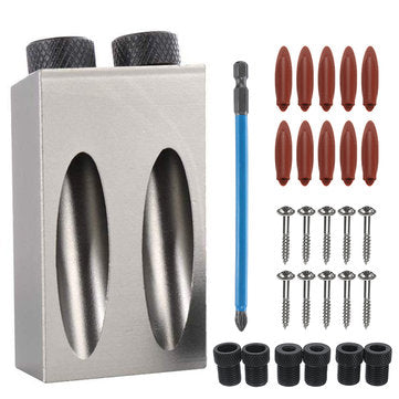 28PCS Woodworking Oblique Hole Drill 15 Degree Angle Inclined Hole Locator Pocket Hole Jig