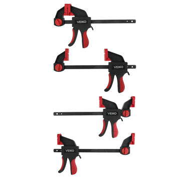 VEIKO 4Pcs 6/12inch Quick-Grip Bar Clamp One-Handed Clamp Spreader Light-Duty Quick-Change F Clamp with 100KG Load Limit Woodworking Clamp