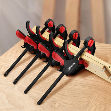 VEIKO 4Pcs 6/12inch Quick-Grip Bar Clamp One-Handed Clamp Spreader Light-Duty Quick-Change F Clamp with 100KG Load Limit Woodworking Clamp
