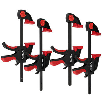 VEIKO 4Pcs 6/12inch Quick-Grip Bar Clamp One-Handed Clamp Spreader Light-Duty Quick-Change F Clamp with 100KG Load Limit Woodworking Clamp
