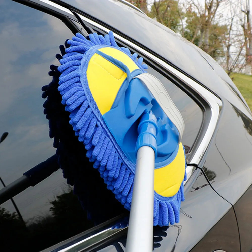 Car Adjustable Telescopic Wash Towel Chenille Mop Wiping Soft Cleaning Brush Broom Auto Goods Glass Accessories