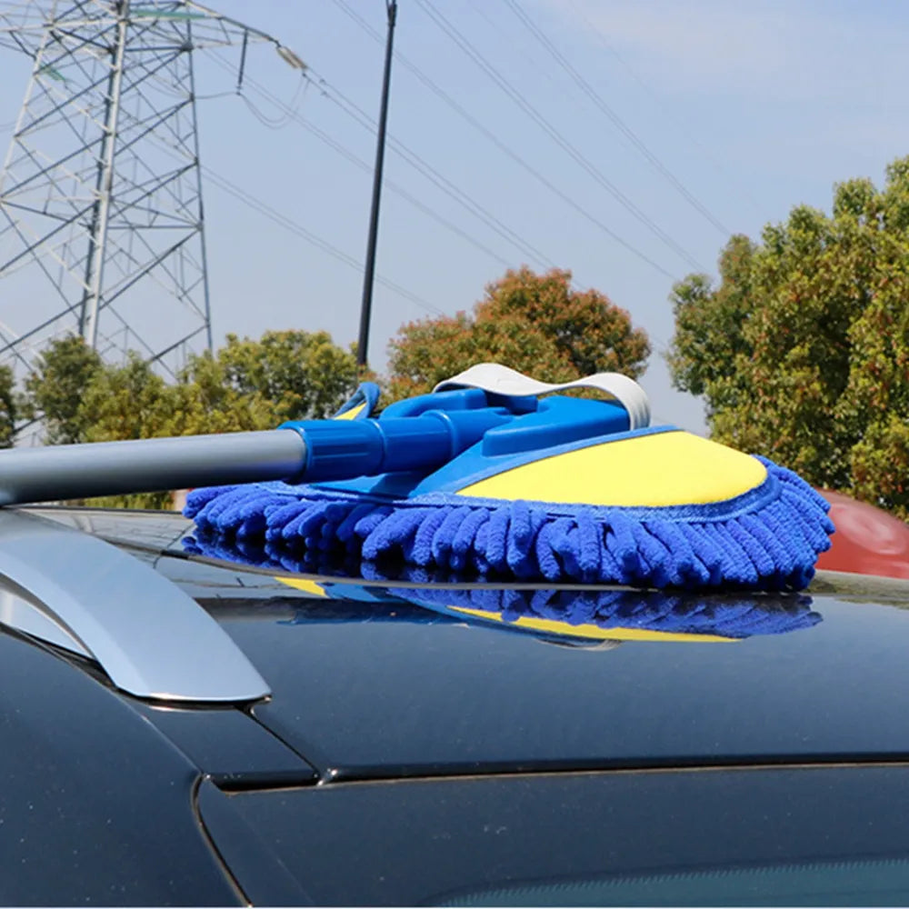 Car Adjustable Telescopic Wash Towel Chenille Mop Wiping Soft Cleaning Brush Broom Auto Goods Glass Accessories