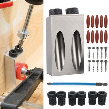 28PCS Woodworking Oblique Hole Drill 15 Degree Angle Inclined Hole Locator Pocket Hole Jig